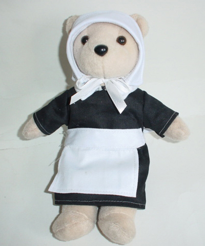 Female Pilgrim Bear. Order custom beanie bears with a Pilgrim Costume. Custom Female Pilgrim Bears for sale.